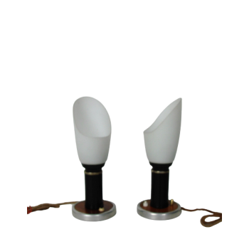 Para lamp Mid Century z mosiądzu i szkła z lat 50.